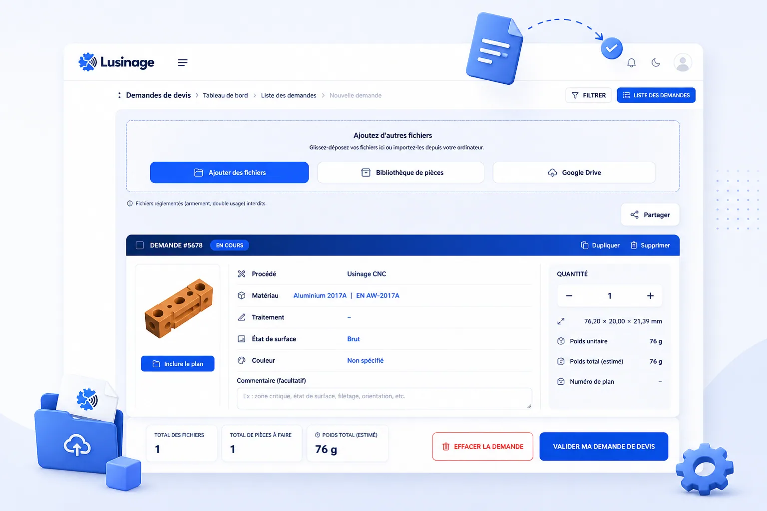 Lusinage platform